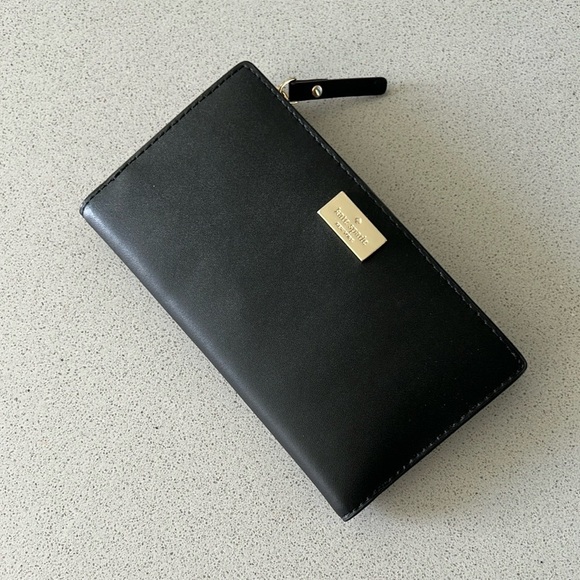 Kate Spade Black & Pink Double Bifold Wallet with Coin Pouch - Picture 1 of 10